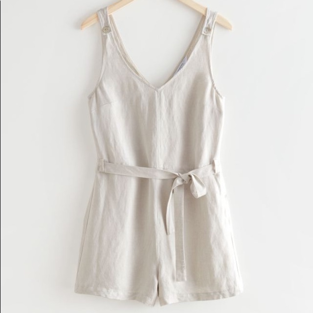 & Other Stories linen belted romper